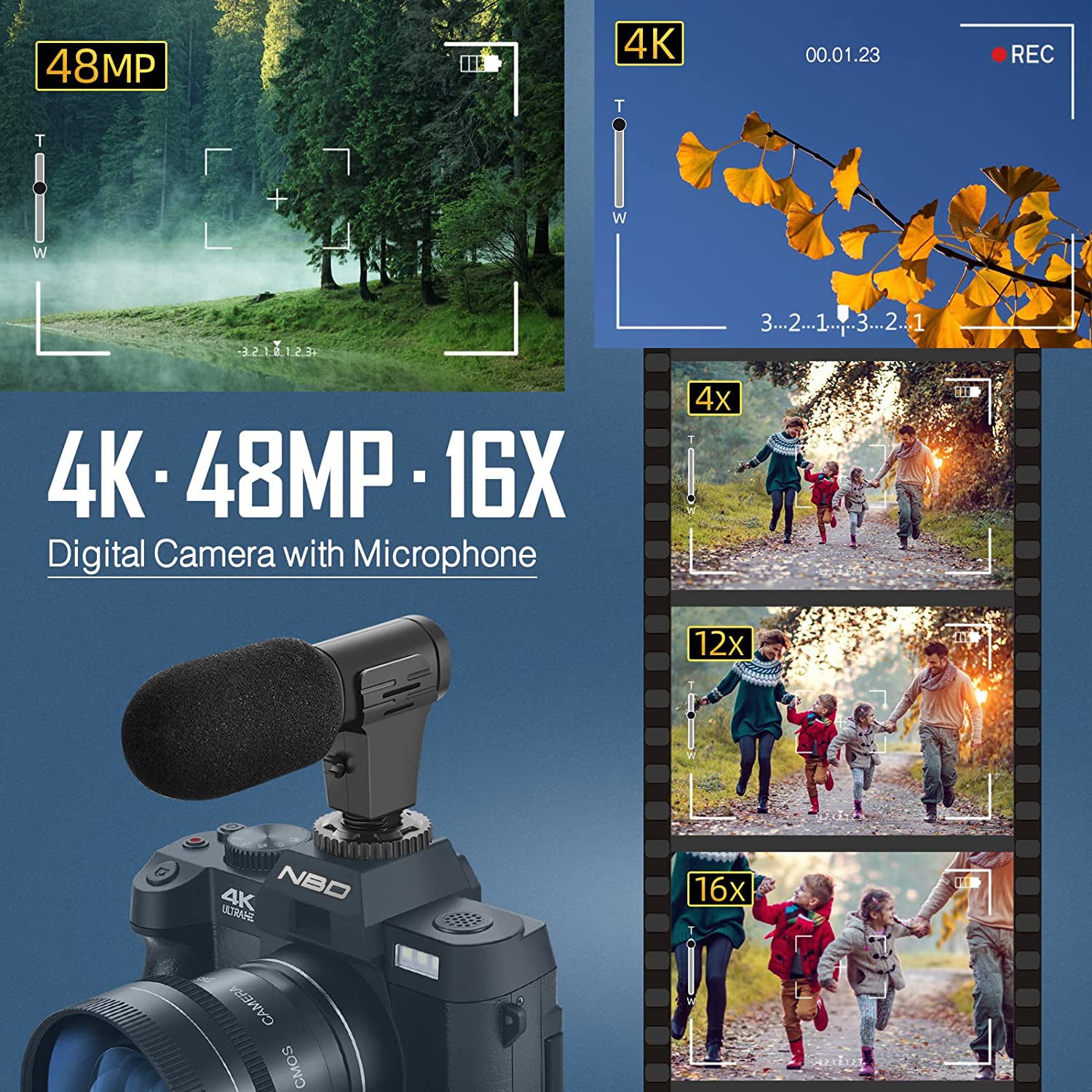 4k camera shops with angle lens and microphone