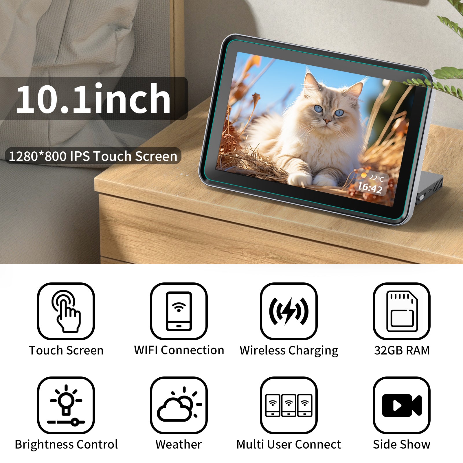 NBD WiFi Digital Picture Frame,10.1" IPS HD Touch Screen Digital Photo Frame, Share Photos/Videos Instantly via Free App