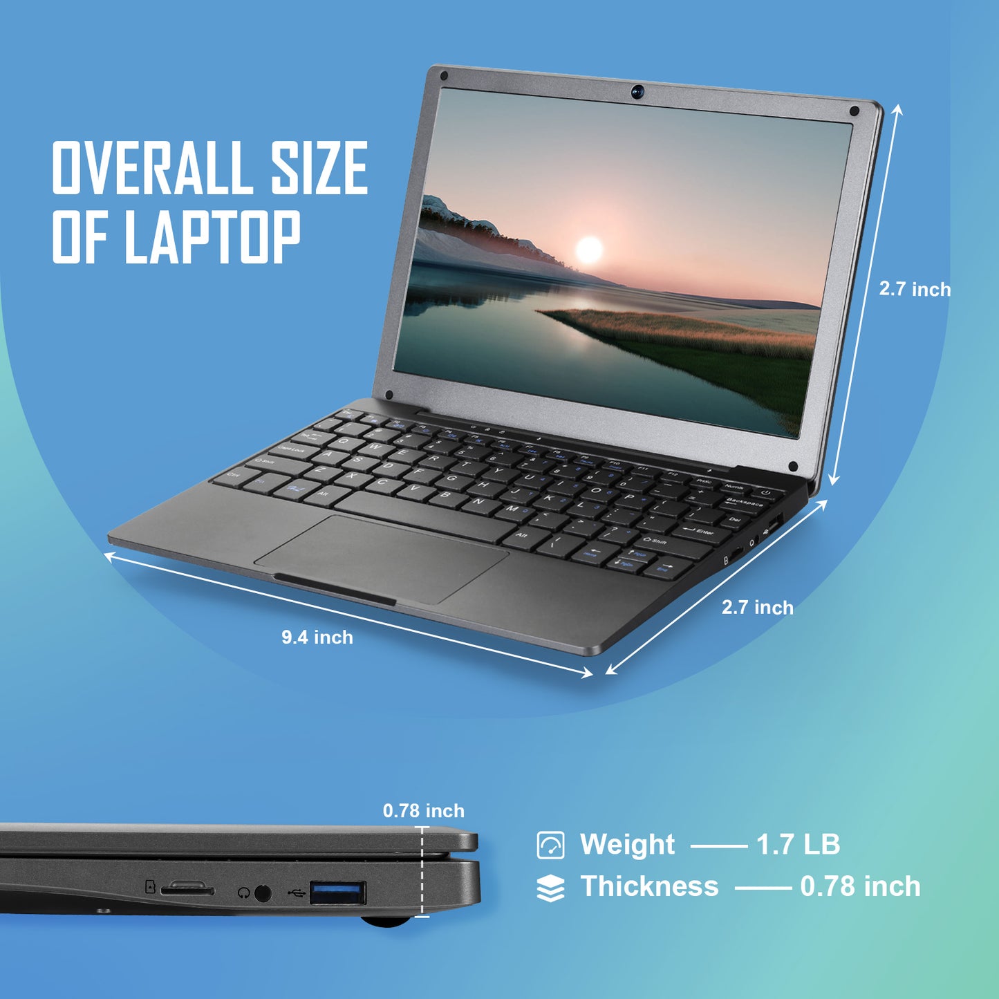 NBD 10 inch Mini Laptop,Windows 11 Notebook ,8GB+128GB Intel Celeron Q ...