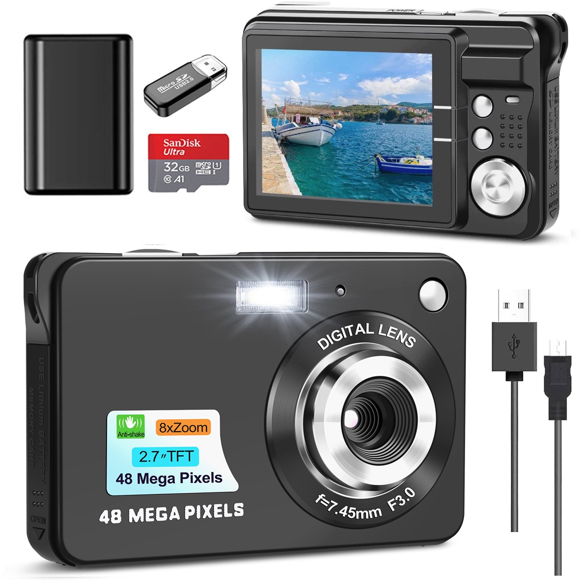 NBD Mini Digital Camera - 48MP 8X Zoom, Compact and Rechargeable Camera for Photography