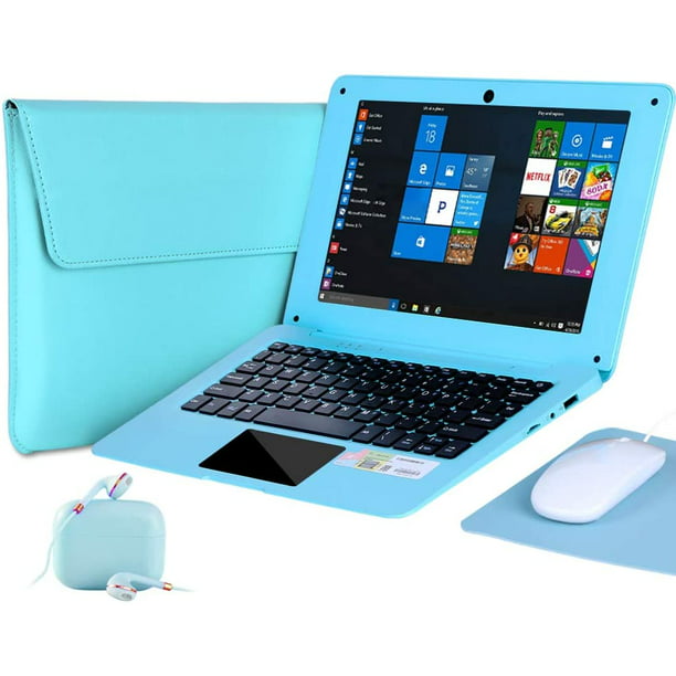 Windows 10 Laptop - 10.1 Inch Quad Core Notebook with FullHD Display, Abundant Ports, and Accessories (Blue)