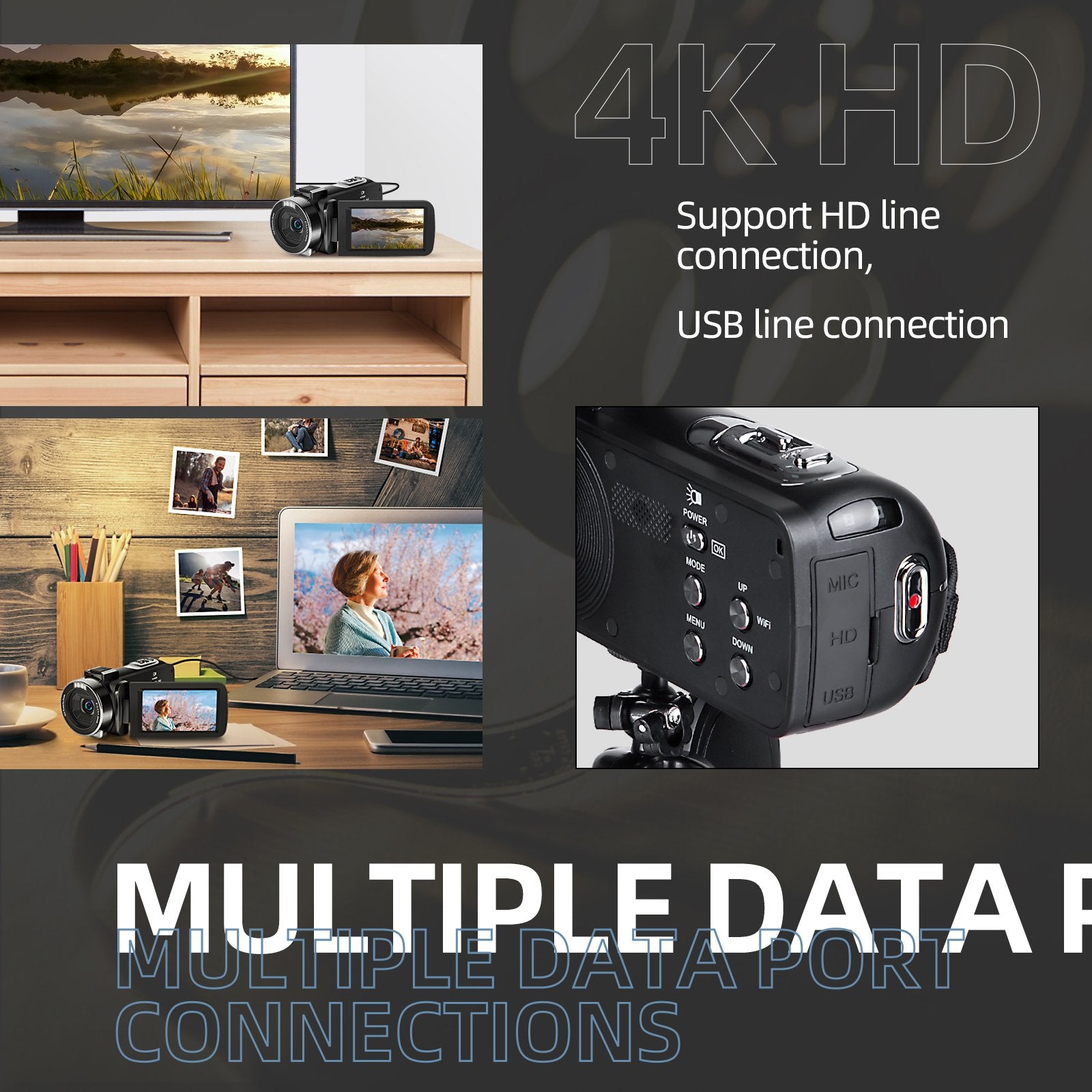 NBD 4K Video Camera Camcorder - 3.0" IPS YouTube Vlogging Camera, 48MP, 32GB SD Card, 18X Digital Zoom, Remote Control