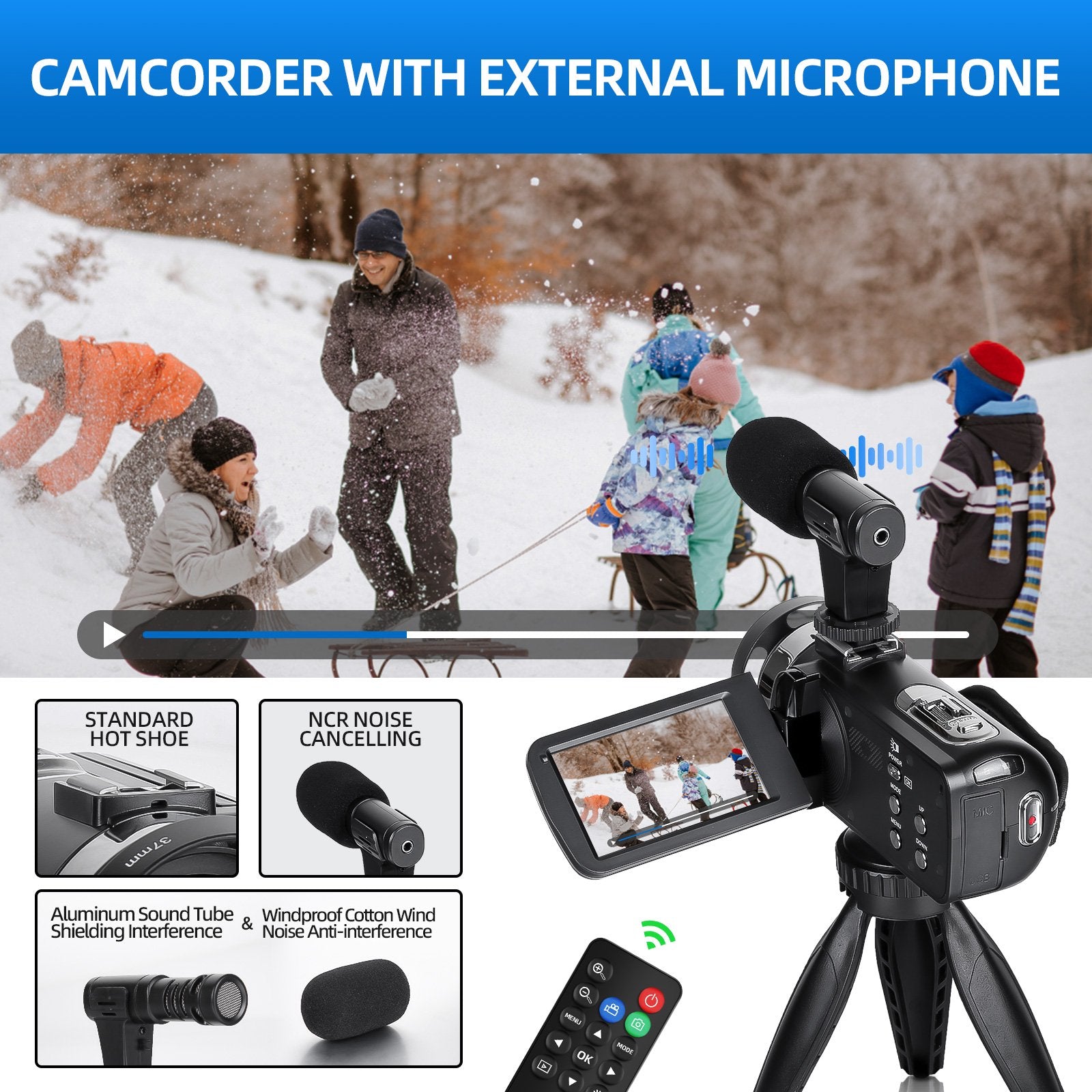 NBD 2.7K Ultra HD Video Camera - 42MP YouTube Vlogging Camcorder with Remote Control