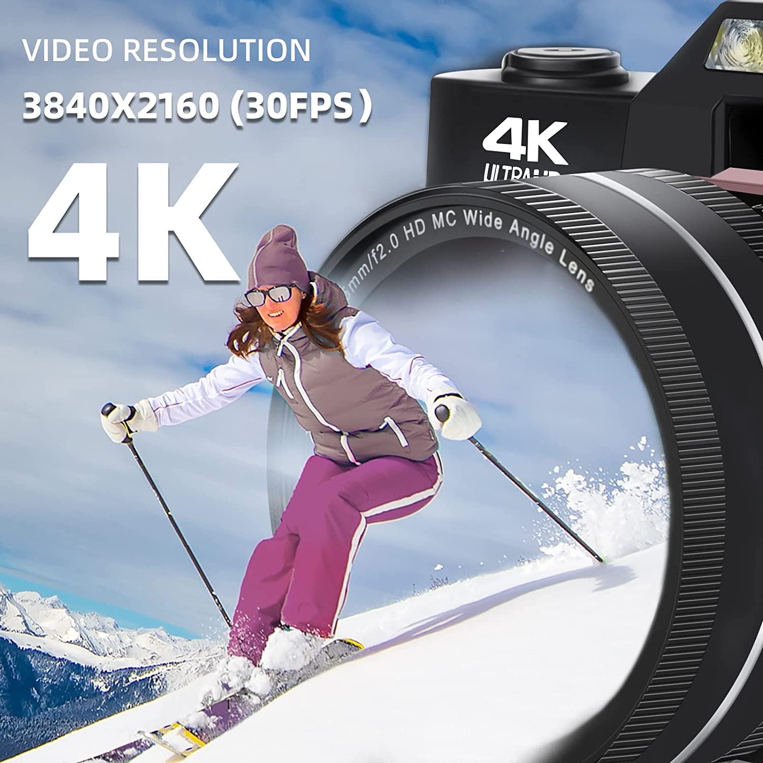 NBD 4K 48MP Vlogging Camera for YouTube with Wide Angle Lens and 16X Digital Zoom