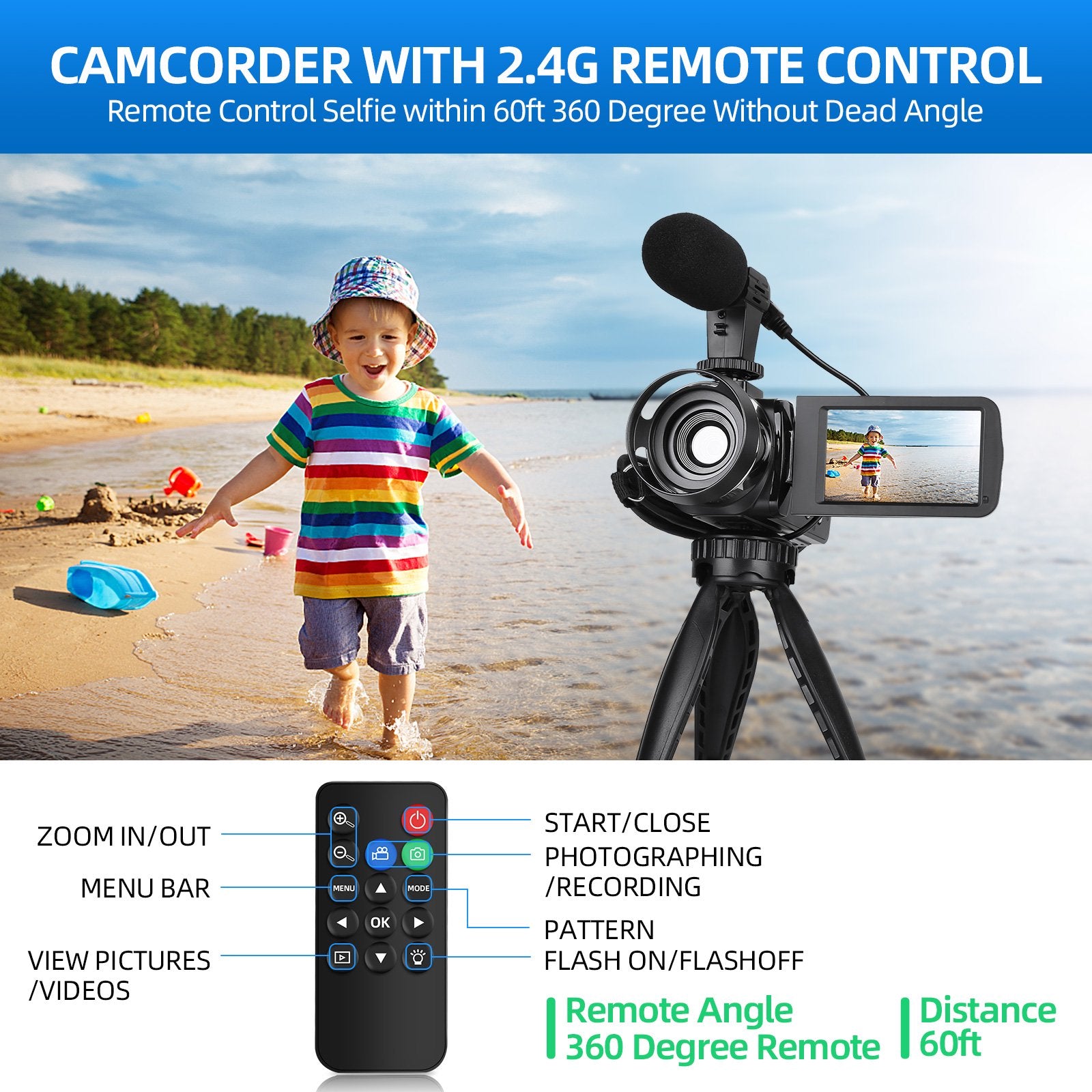 NBD 2.7K Ultra HD Video Camera - 42MP YouTube Vlogging Camcorder with Remote Control